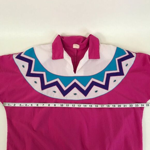 Vintage GVL Originals Collared Geometric Top Women's Plus 1X Aztec Embellished - Picture 9 of 13